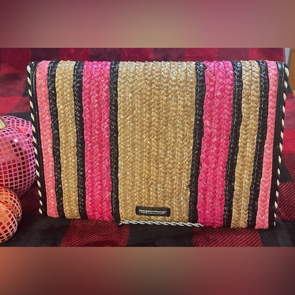 Rebecca Minkoff Women's Straw Leo Clutch - Pink Multi - Picture 9 of 10